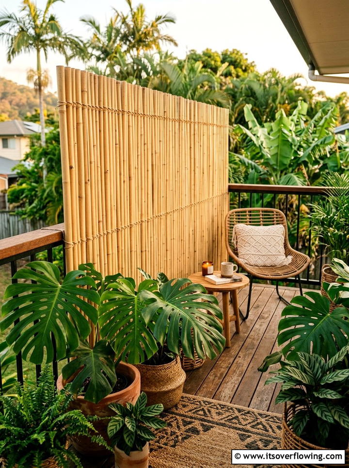 Bamboo privacy fence - 25 creative garden ideas for balconies