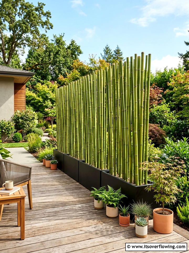 Bamboo privacy screen - 25 small garden ideas with zen style