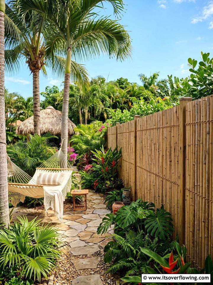 Bamboo privacy screening - 25 backyard decorating ideas with fence decor