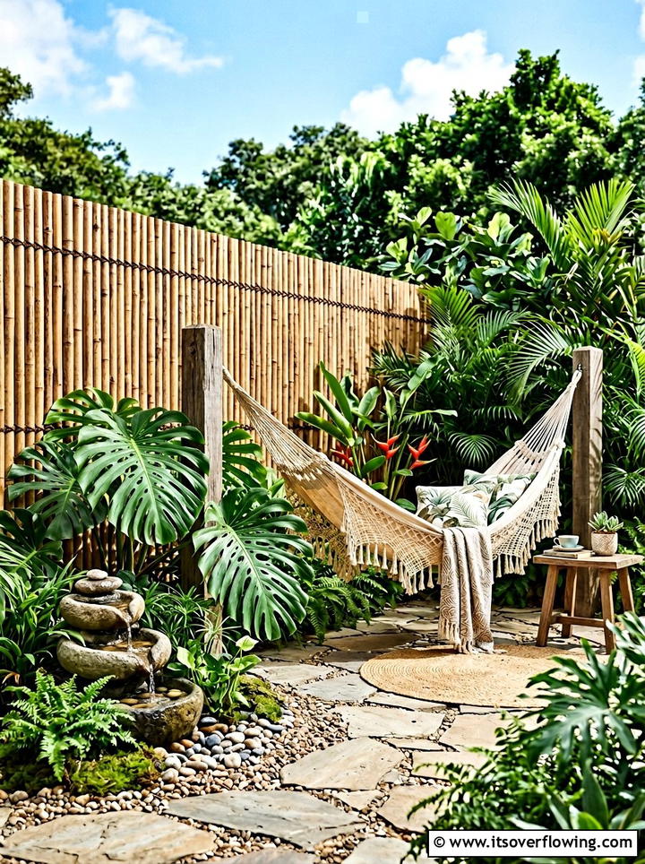 Bamboo screening fence - 25 backyard ideas with fence