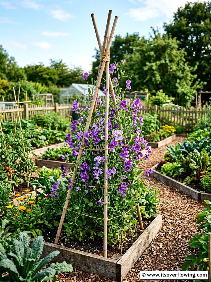 Bamboo stick plant support - 25 garden ideas with vertical planters