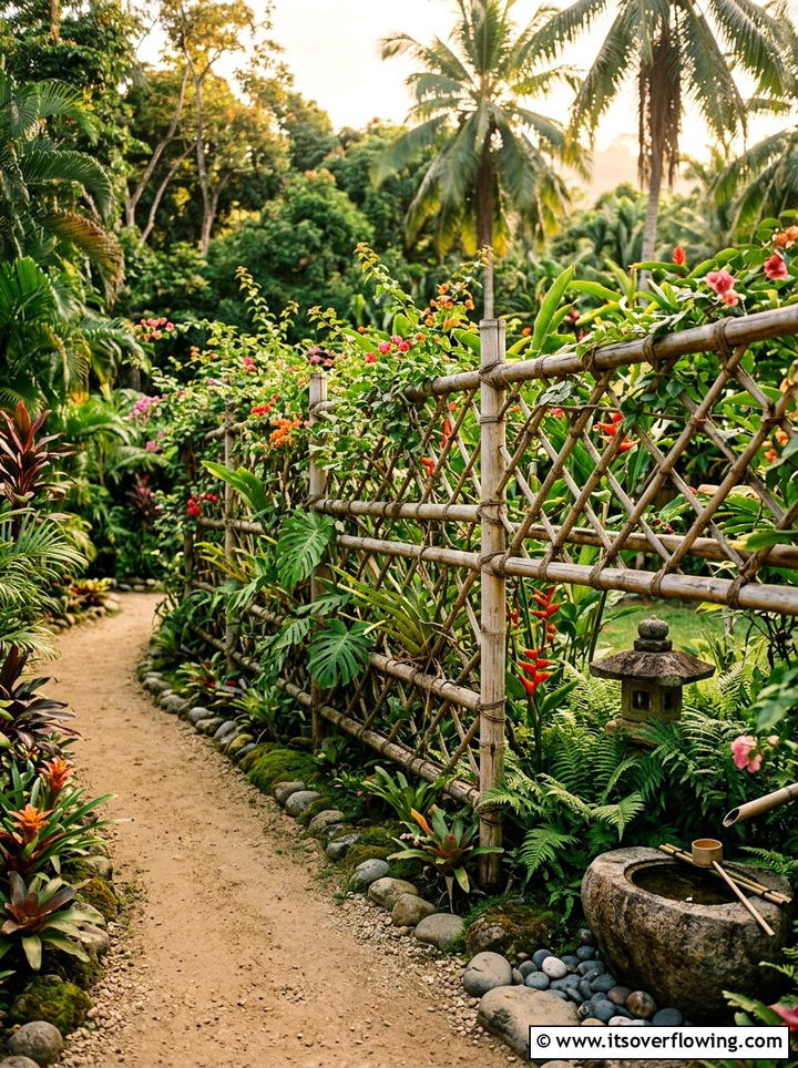 Bamboo trellis fence - 25 backyard ideas with trellis fence
