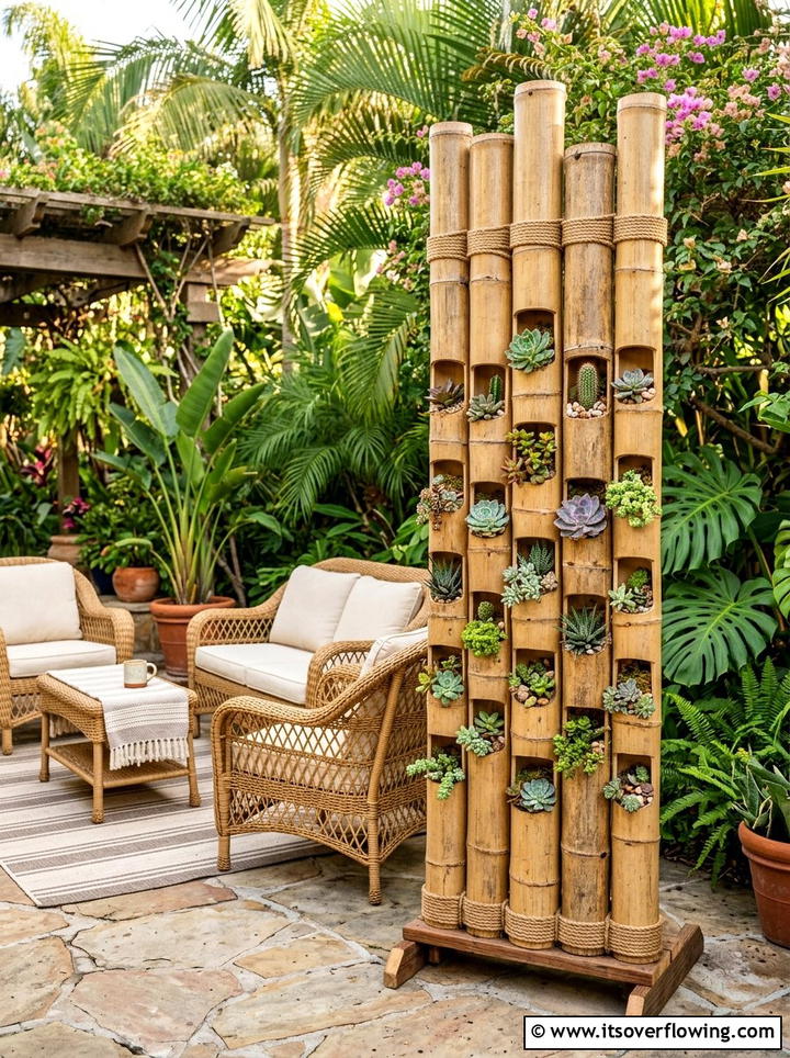 Bamboo vertical planter - 25 garden design ideas with vertical gardens