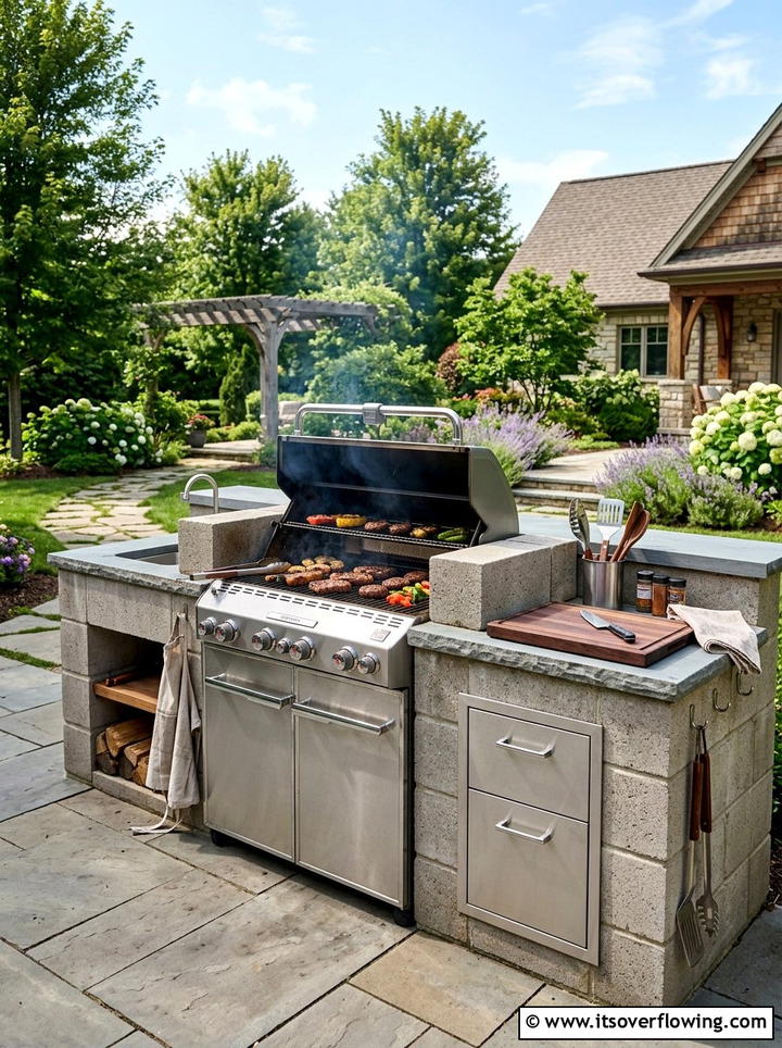 Barbecue Grill Station For Cooking - 25 cheap garden ideas with cinder blocks