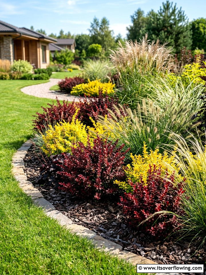 Barberry Texture Garden - 25 garden design ideas with low maintenance shrubs