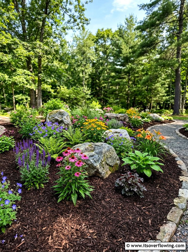 Bark Mulch Groundcover - 25 backyard ideas with no grass