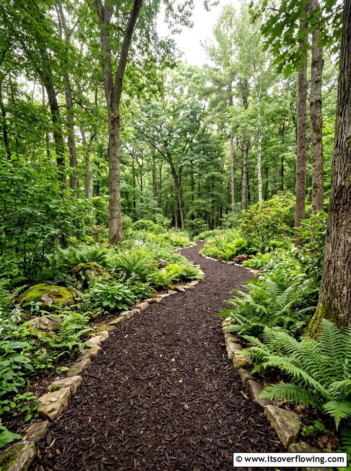 Bark Mulch Walkway - 25 creative garden ideas with rustic charm
