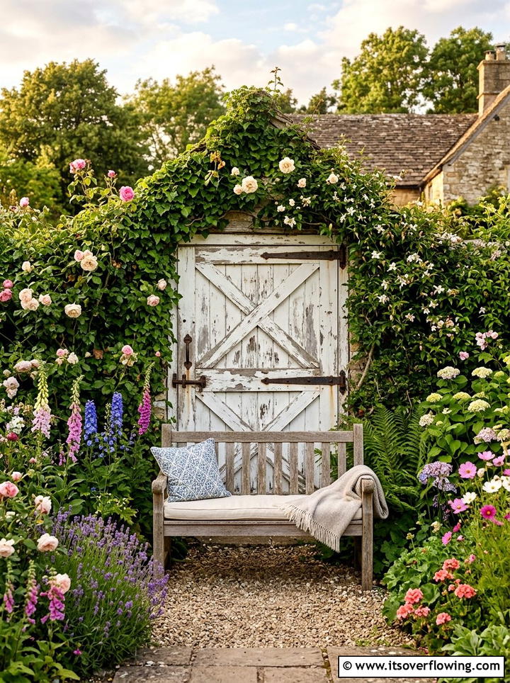 Barn Door Garden Backdrop - 25 garden decor ideas with farmhouse accents