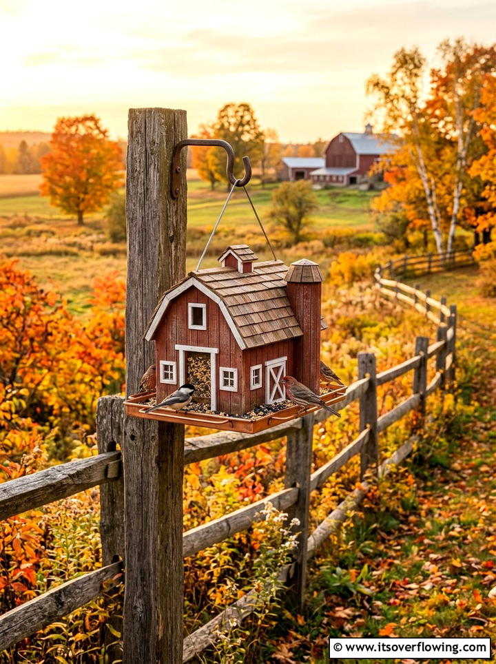 Barn bird feeder - 25 garden decor ideas with feeders