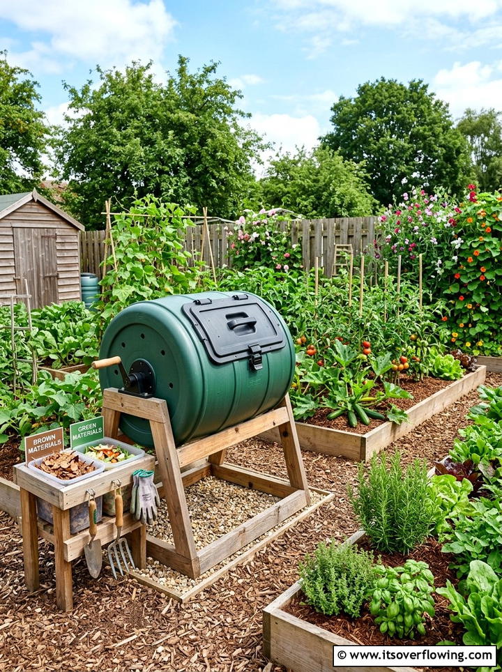 Barrel Compost Bin - 25 garden decor ideas with barrels