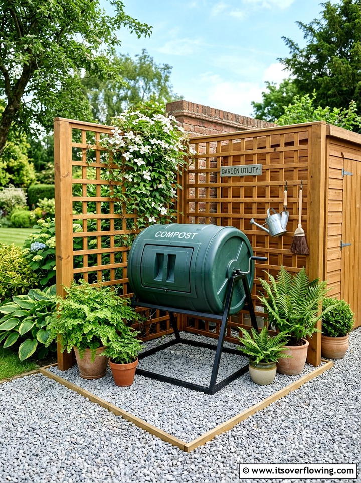 Barrel Composting Unit - 25 upcycled garden ideas with rain barrels