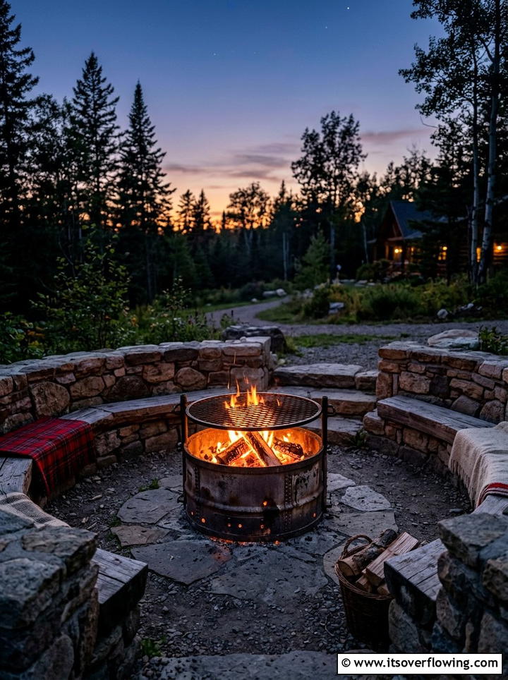 Barrel Fire Pit - 25 upcycled garden ideas with old barrels