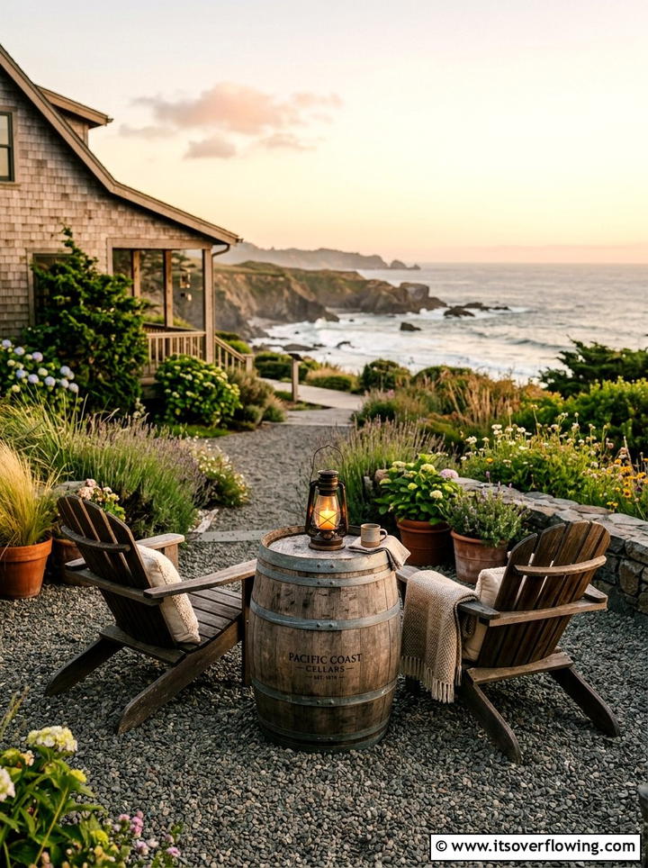 Barrel Outdoor Side Table - 25 upcycled garden ideas with old barrels