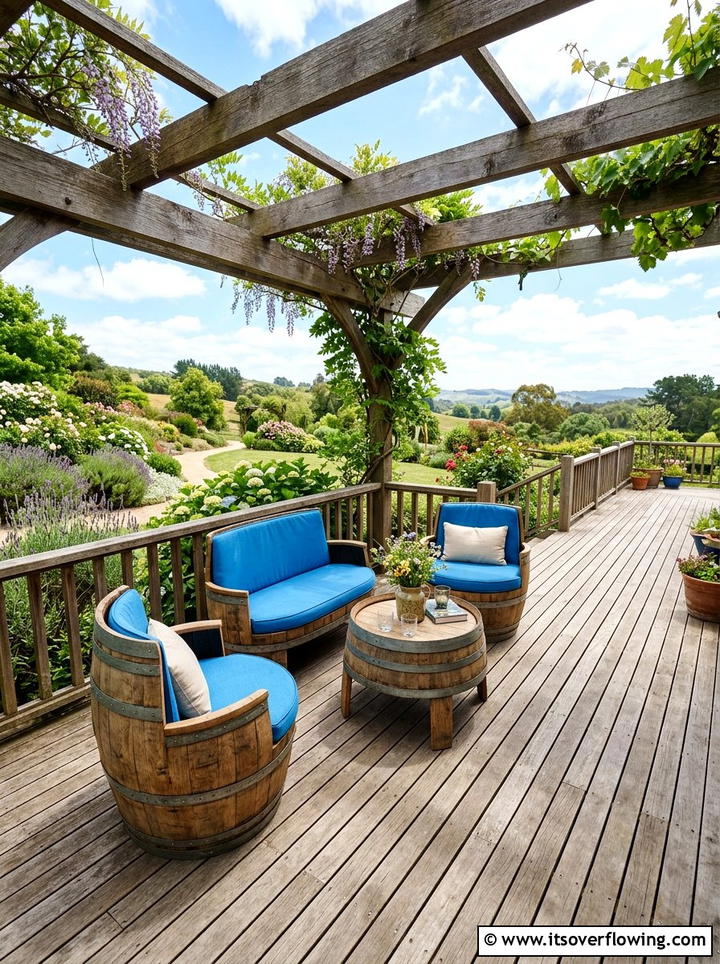 Barrel Patio Seating - 25 garden decor ideas with barrels
