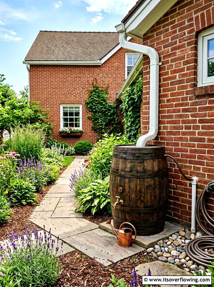 Barrel Rain Barrel System - 25 garden decor ideas with barrels