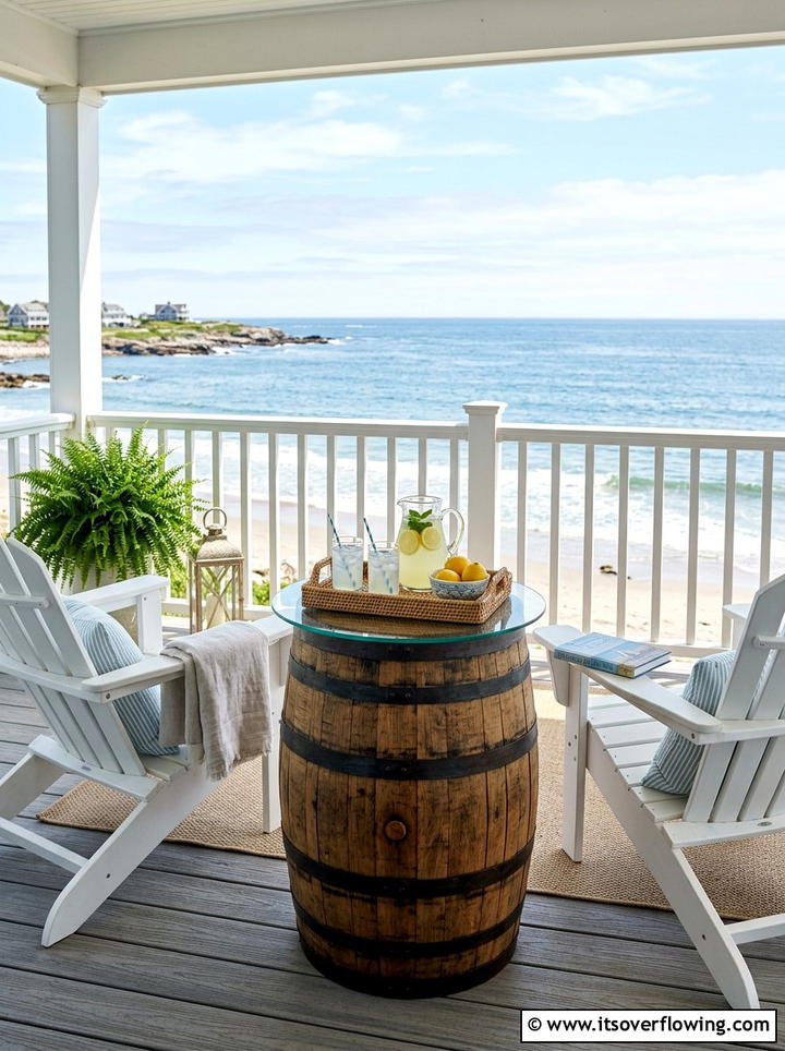 Barrel Side Table - 25 garden decor ideas with barrels