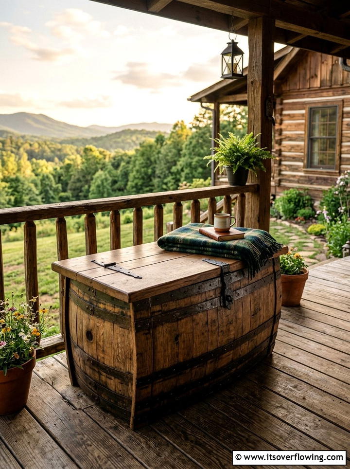 Barrel Storage Trunk - 25 upcycled garden ideas with old barrels