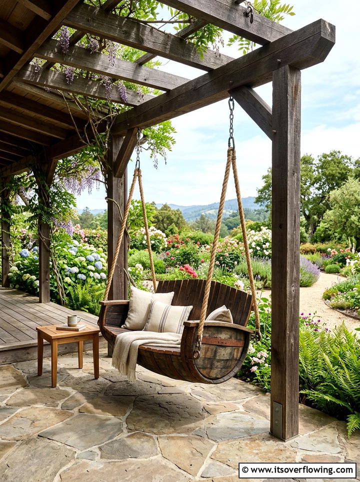 Barrel Swing Chair Frame - 25 garden decor ideas with barrels