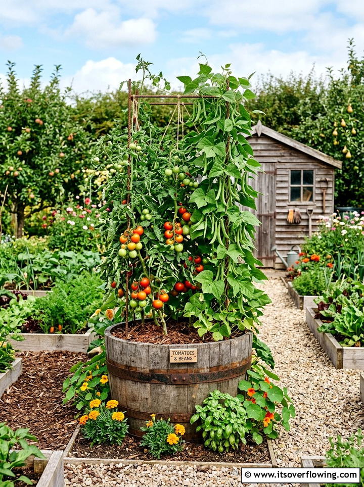 Barrel Vegetable Bed - 25 upcycled garden ideas with old barrels