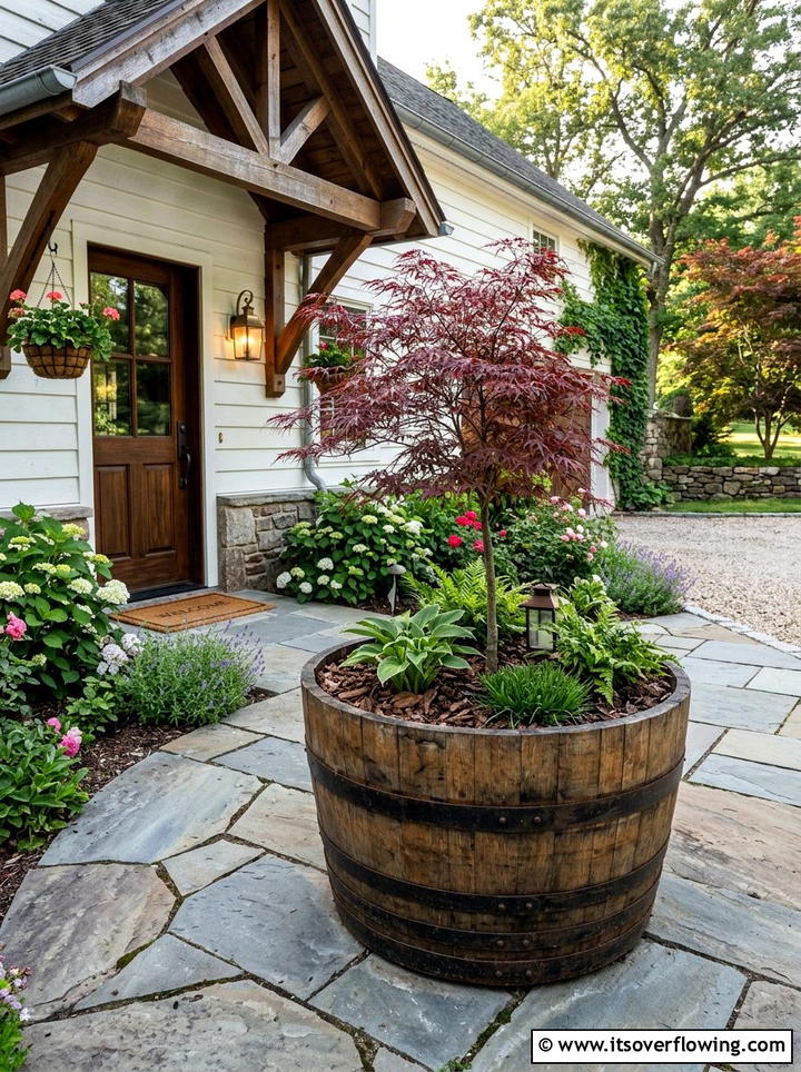 Barrel planter - 25 cheap garden ideas with recycled materials