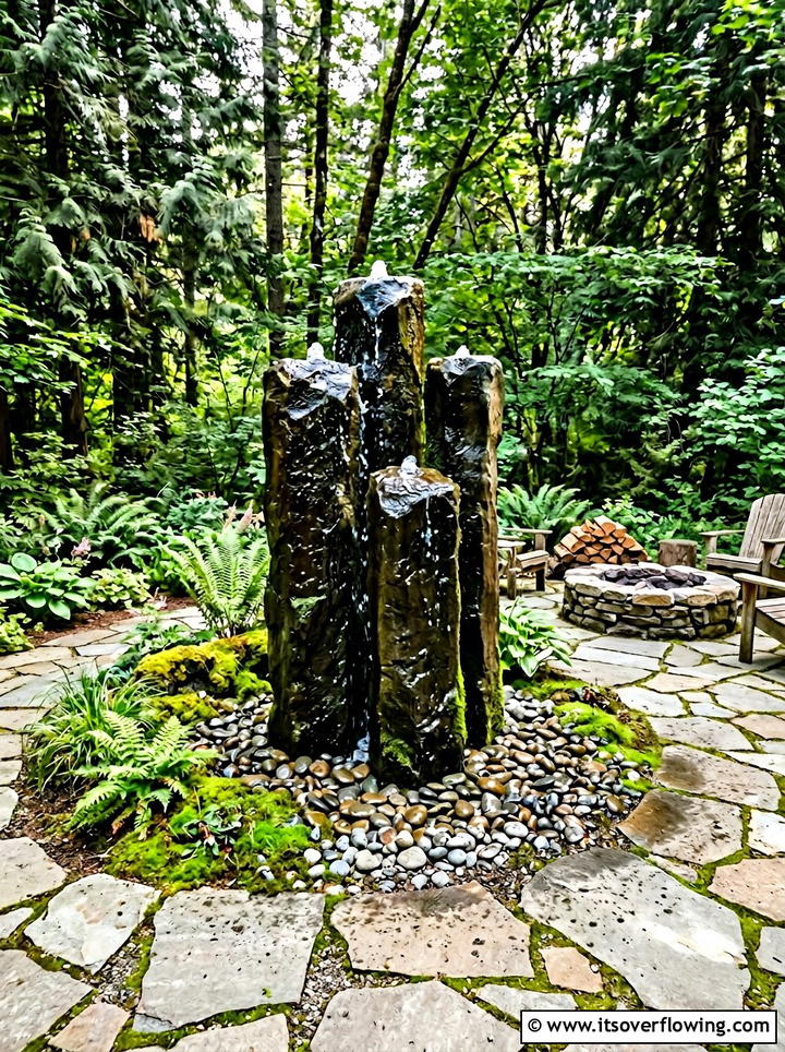 Basalt water wall - 25 creative garden ideas with fountain wall