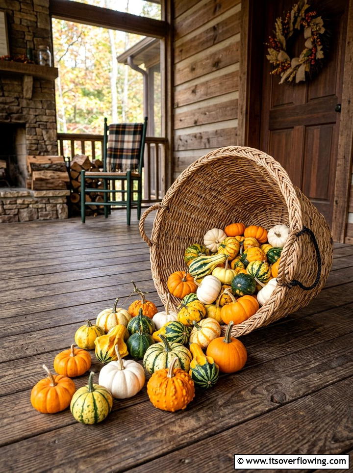 Basket Of Pumpkins - 25 front porch decor ideas for fall