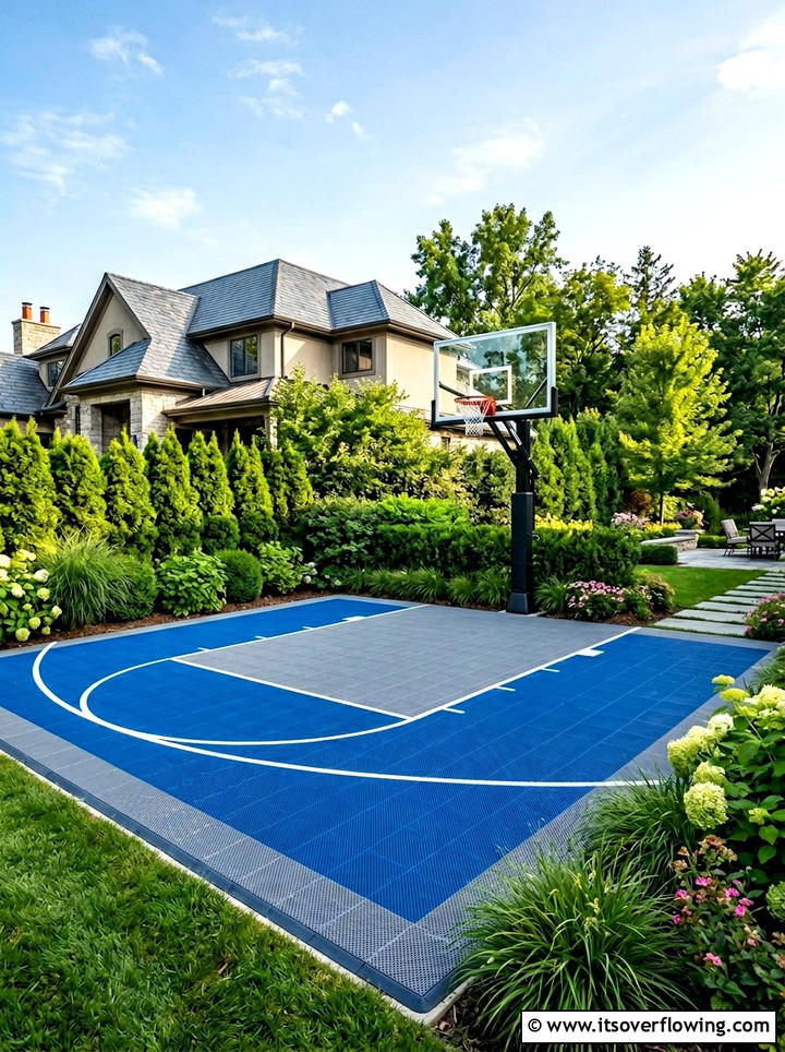 Basketball Half Court - 25 backyard ideas with play area