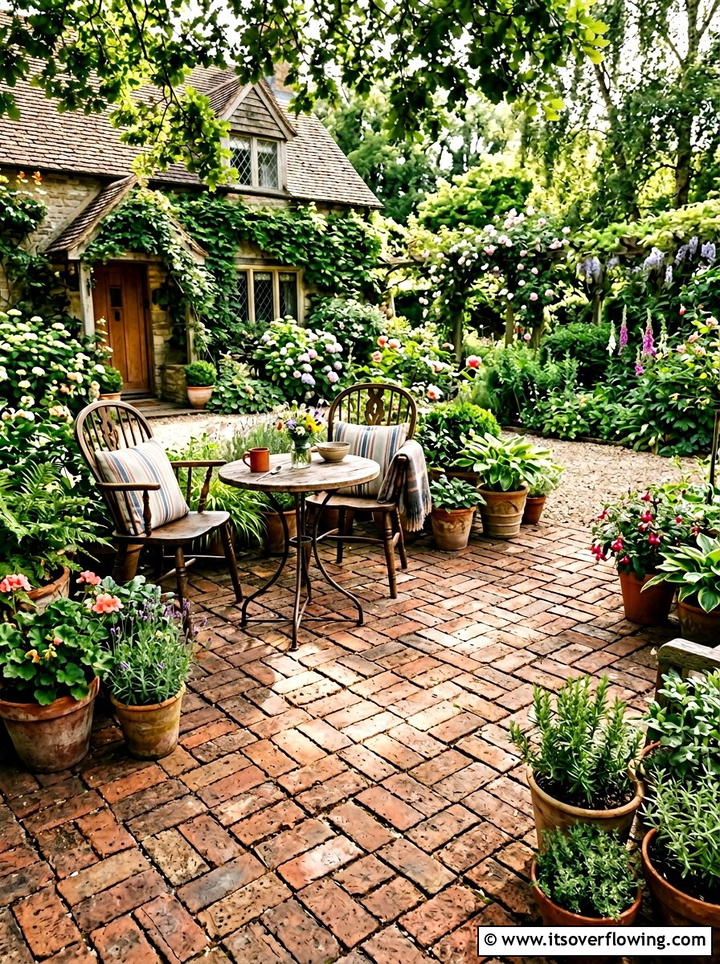 Basketweave Brick Patio - 25 small garden ideas with pavers