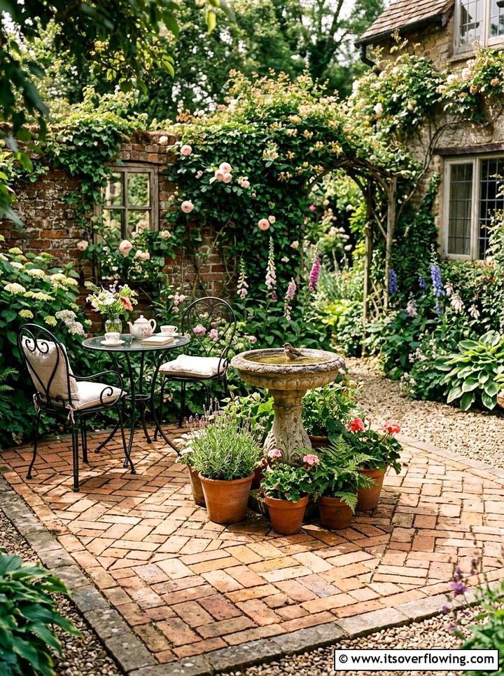 Basketweave Brick Patio - 25 garden ideas with pavers