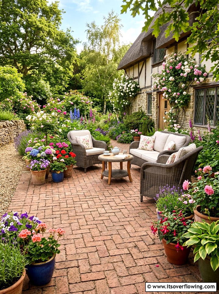 Basketweave Brick Patio - 25 backyard ideas with brick patio