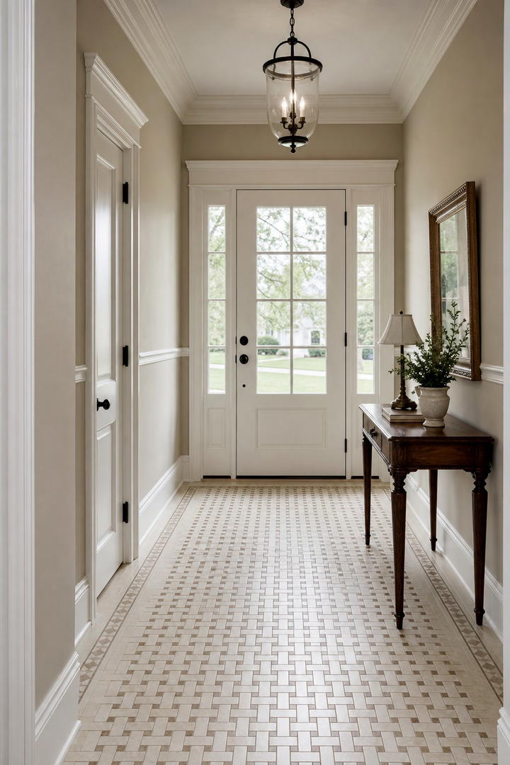 Basketweave Pattern for Textured Elegance - 20 Stylish Small Entryway Tile Floor Ideas
