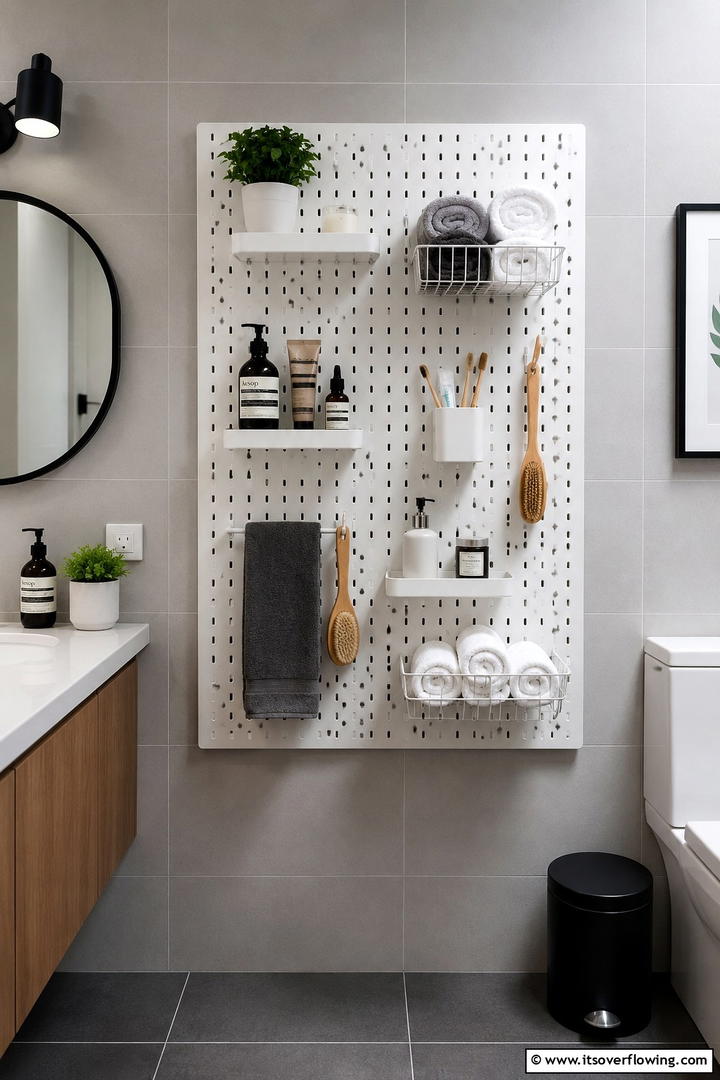 Bathroom Accessories Organizer - 30 Pegboard Ideas to Organize Your Home Efficiently