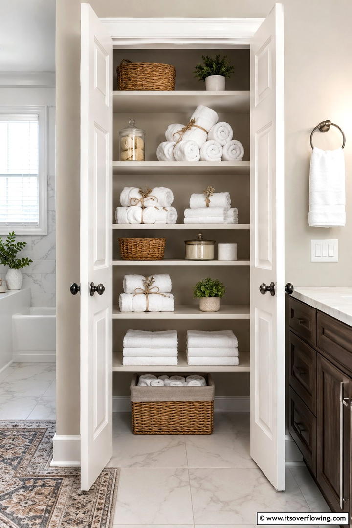 Bathroom Linen Closet - 50 Minimalist Fall Decor Ideas to Upgrade Spaces Now