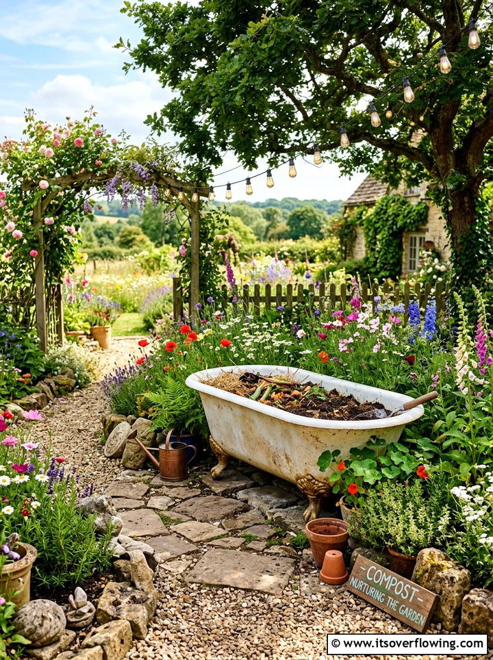 Bathtub Compost System - 25 upcycled garden ideas with compost bins