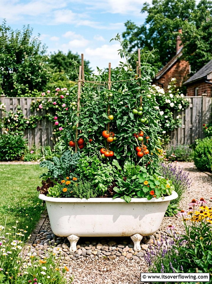 Bathtub Garden Bed - 25 recycled garden ideas with composting