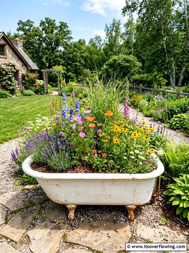 Bathtub Garden Bed - 25 reusing old things ideas for front yard