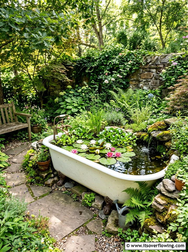 Bathtub Garden Pond - 25 upcycled garden ideas for urban gardens