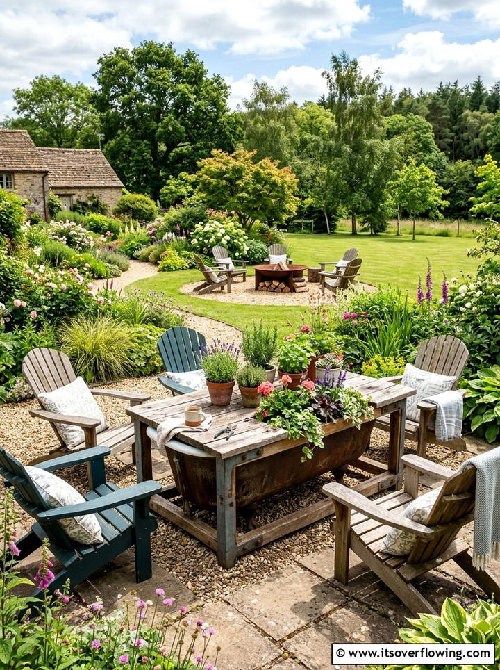 Bathtub Garden Table - 25 upcycled garden ideas with outdoor tables