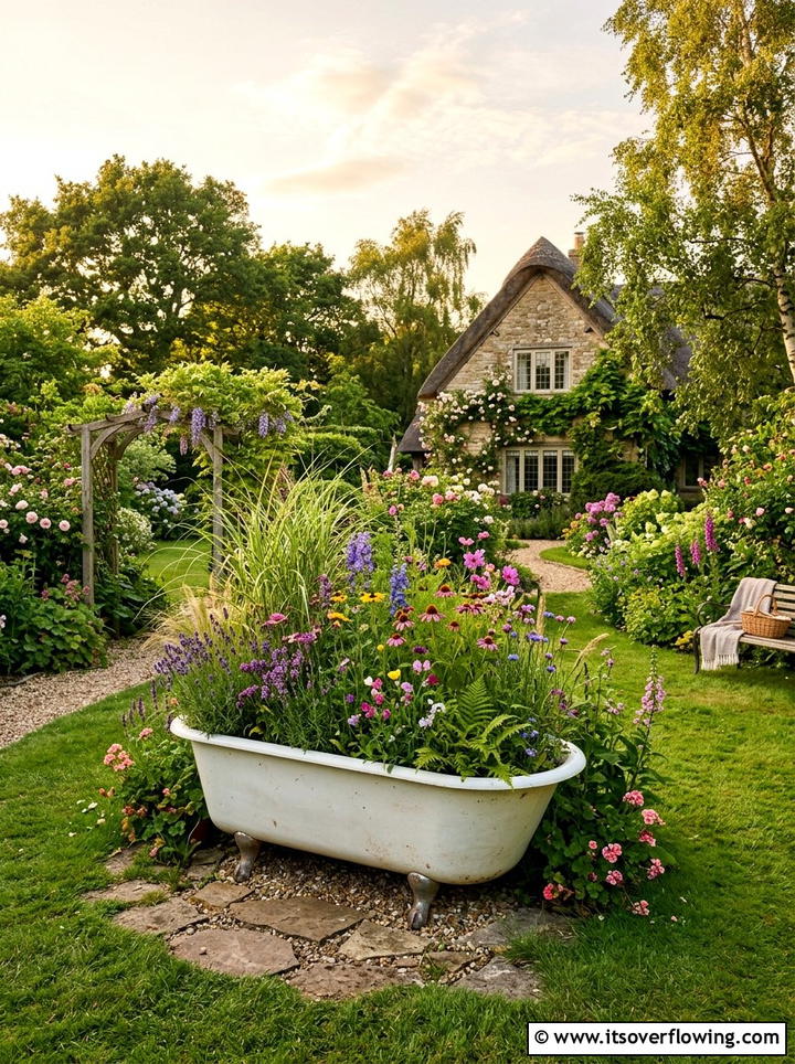 Bathtub Garden - 25 recycled garden ideas with pallet wall garden