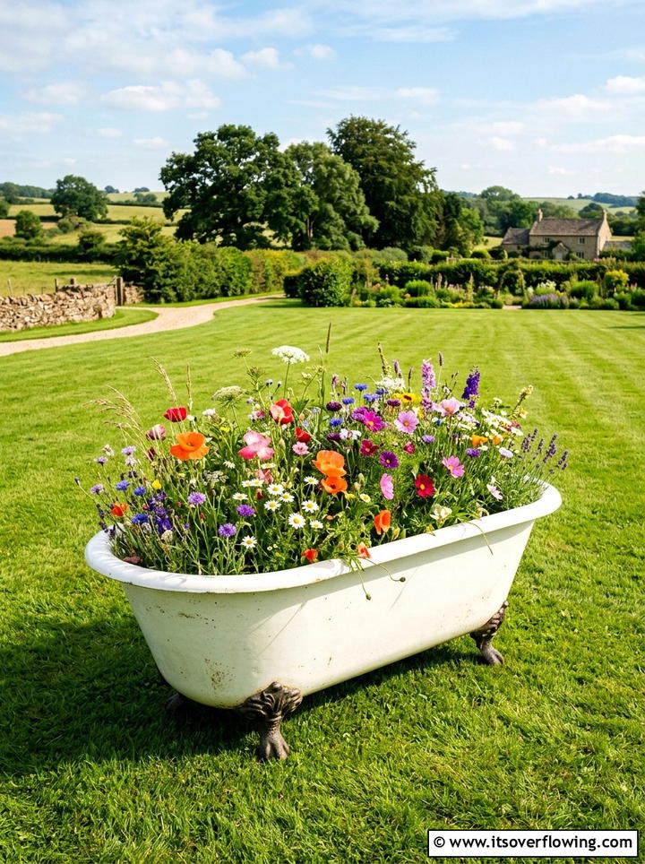 Bathtub Planters - 25 recycled garden ideas with eco friendly decor