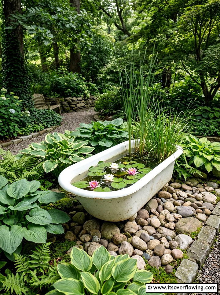 Bathtub Pond - 25 recycled garden ideas diy