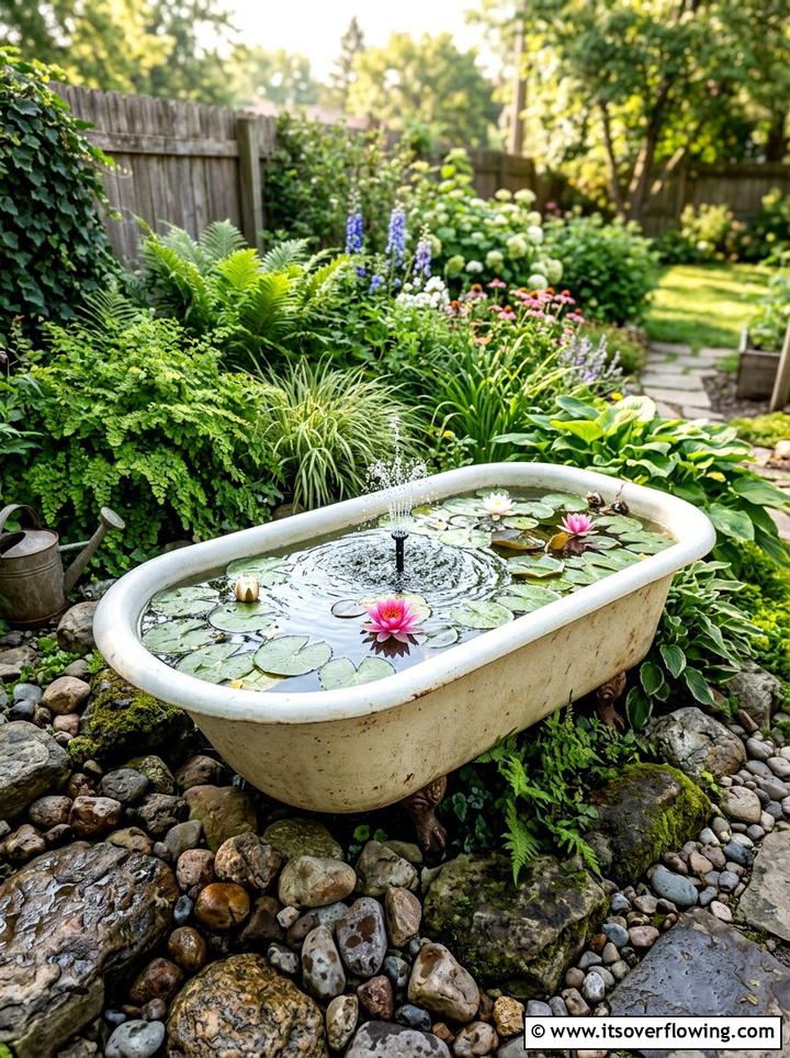 Bathtub Pond - 25 recycled garden ideas