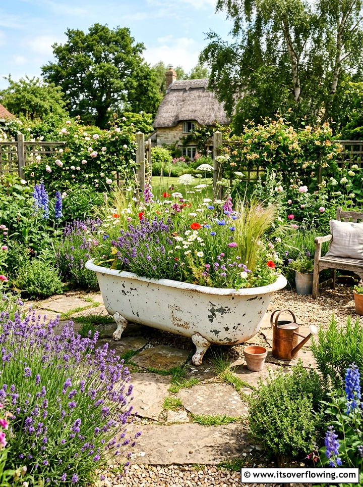 Bathtub garden - 25 upcycled garden ideas with boho style
