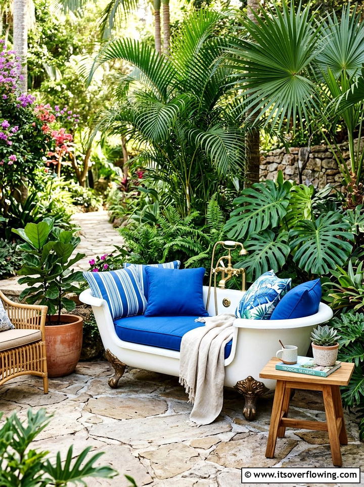 Bathtub outdoor sofa - 25 reusing old things ideas for garden