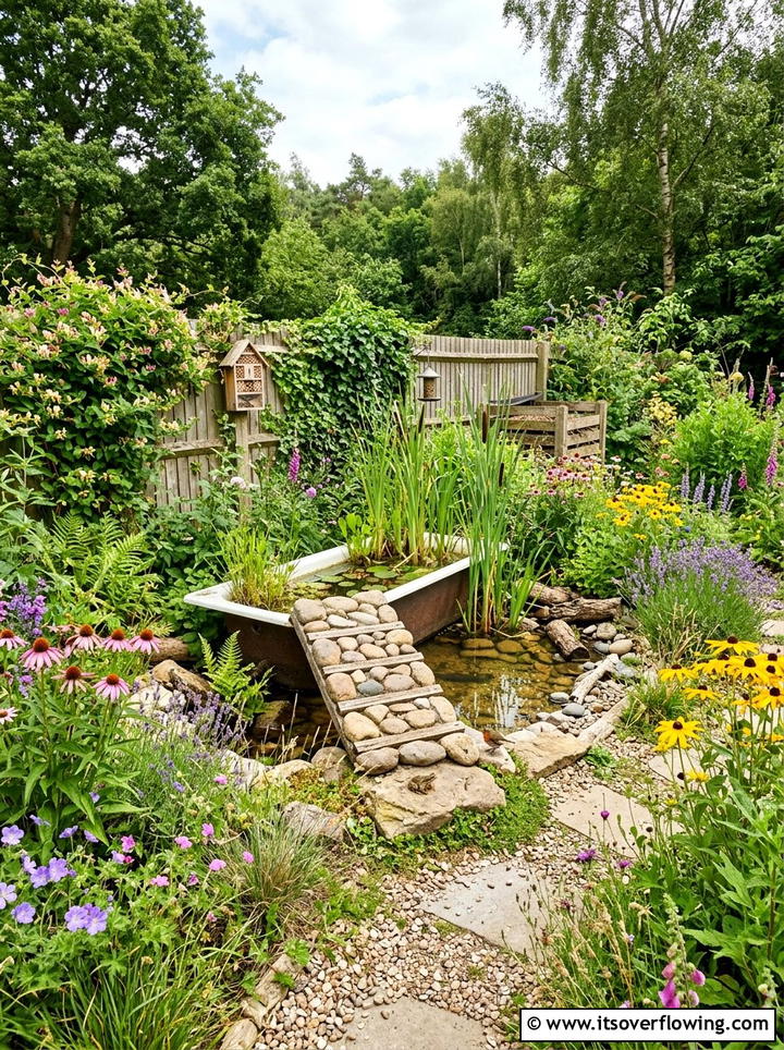 Bathtub wildlife habitat - 25 upcycled garden ideas with old bathtubs