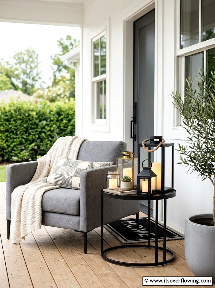 Battery Operated LED Lantern - 25 front porch ideas with lanterns