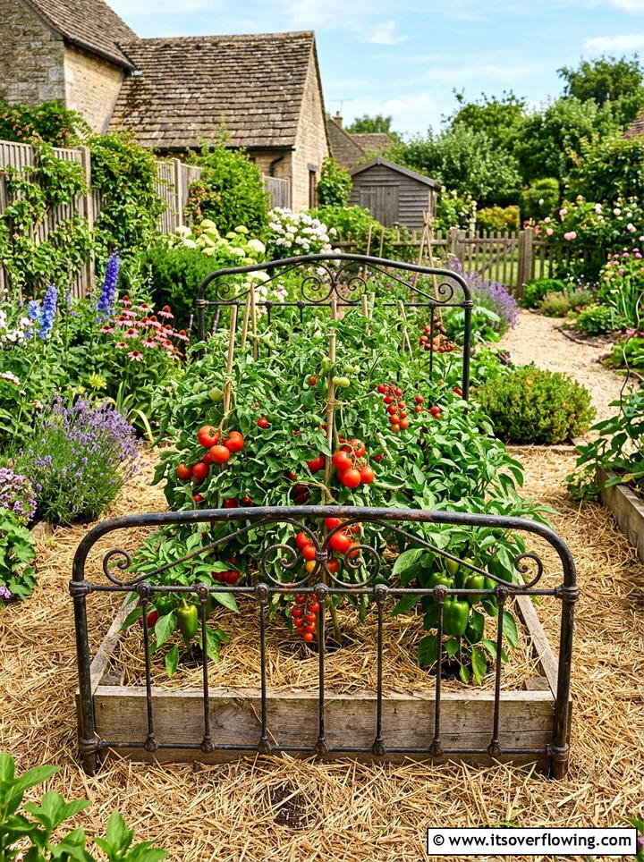 Bed Frame Garden - 25 backyard decorating ideas with recycled materials