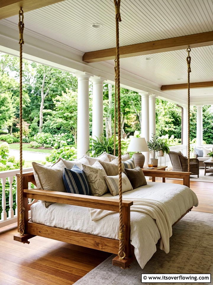 Bed Swing With Cushions - 25 front porch ideas with porch swing