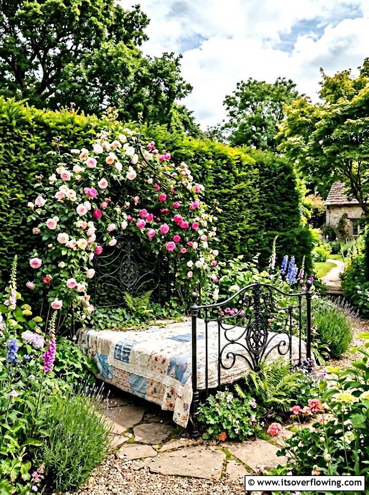 Bed frame trellis - 25 upcycled garden ideas with boho style