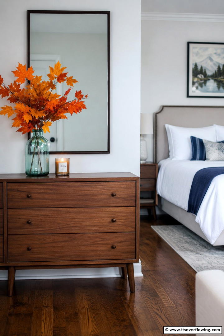 Bedroom Dresser Vignette - 50 Fall Leaves Decor Ideas to Brighten Autumn Rooms